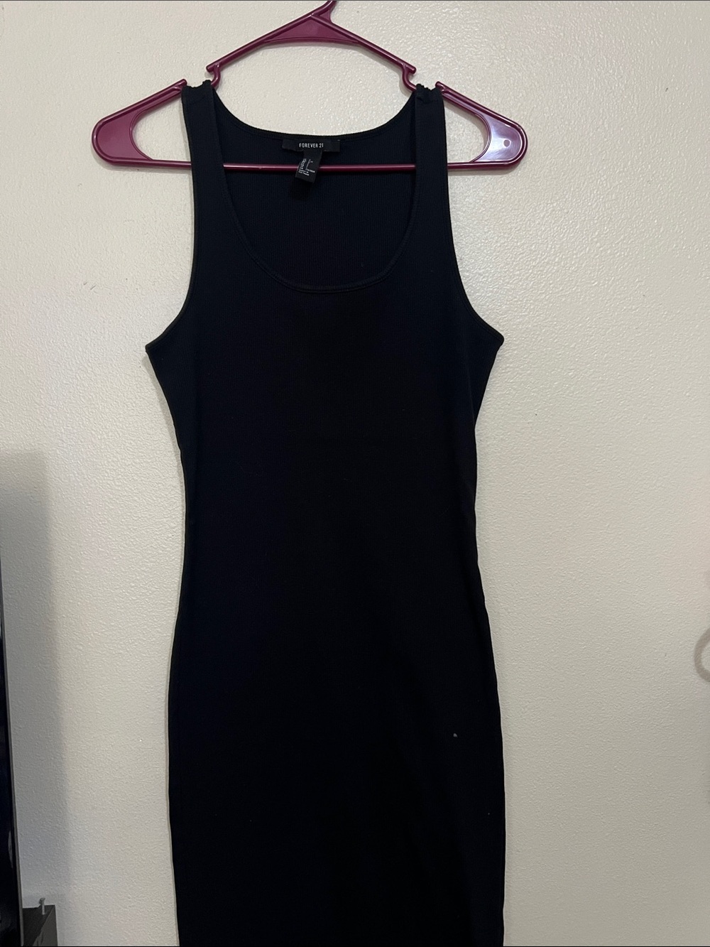 Forever 21 Black Ribbed Tank Midi Bodycon Dress